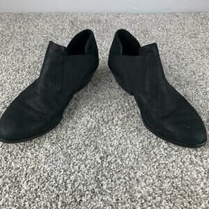 Eileen Fisher Perry Tumbled Ankle Booties Womens Black Nuback Leather Size 7.5